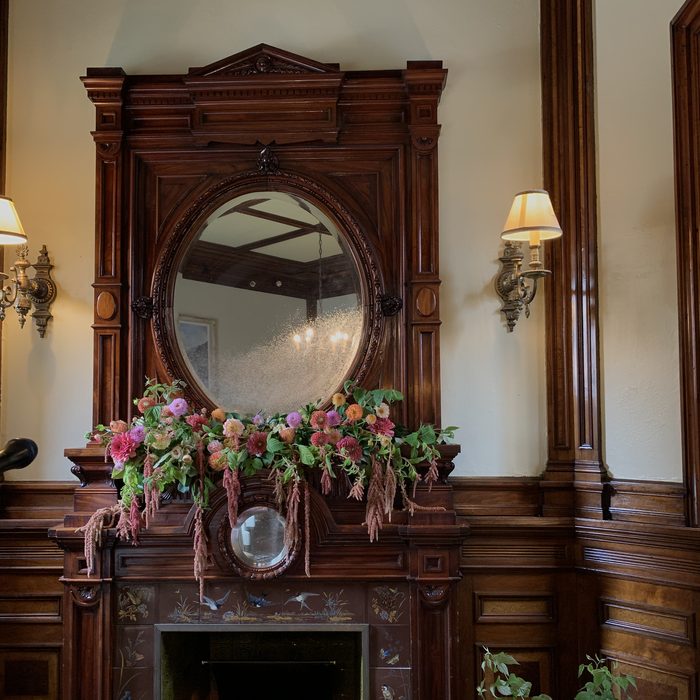 Floral mantle styling detail